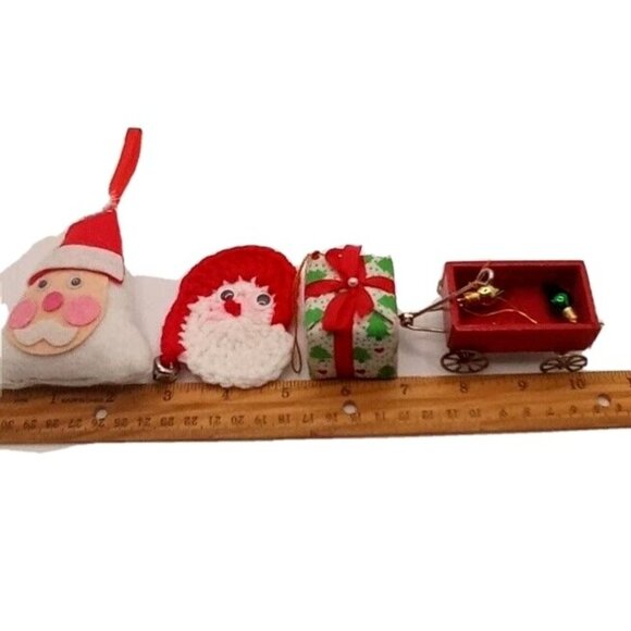 Christmas Ornaments Lot of 4 Various Holiday Season Decor Gift Topper Vintage - Picture 2 of 4